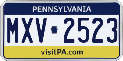PA license plate MXV2523