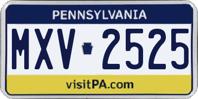PA license plate MXV2525