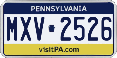 PA license plate MXV2526