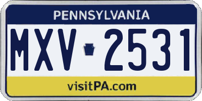 PA license plate MXV2531