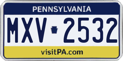 PA license plate MXV2532