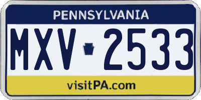 PA license plate MXV2533