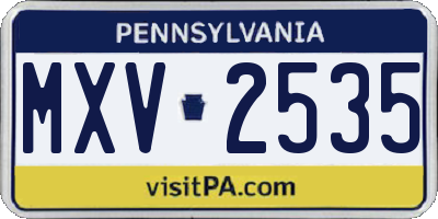 PA license plate MXV2535