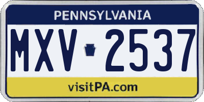 PA license plate MXV2537
