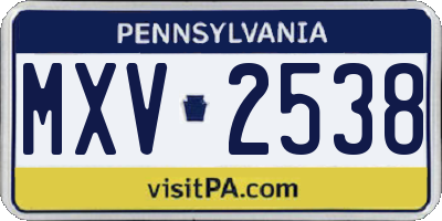 PA license plate MXV2538