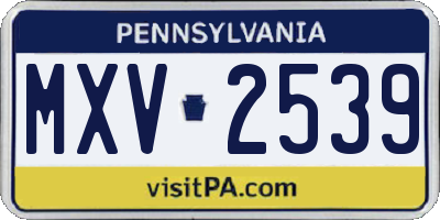 PA license plate MXV2539