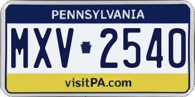 PA license plate MXV2540