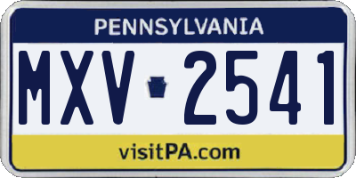 PA license plate MXV2541