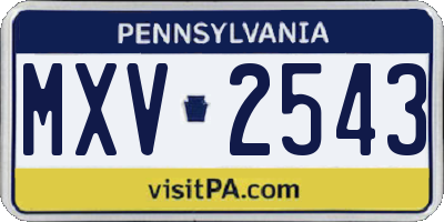 PA license plate MXV2543