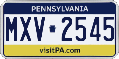 PA license plate MXV2545