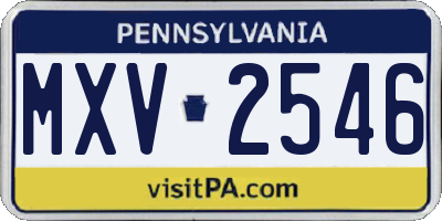 PA license plate MXV2546