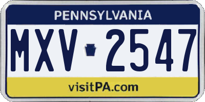 PA license plate MXV2547