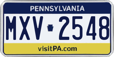 PA license plate MXV2548