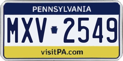 PA license plate MXV2549