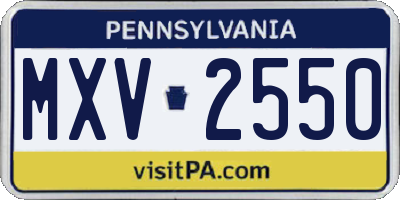 PA license plate MXV2550
