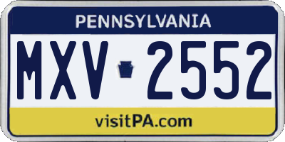 PA license plate MXV2552