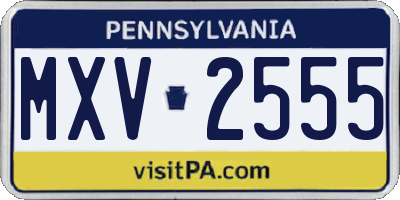PA license plate MXV2555