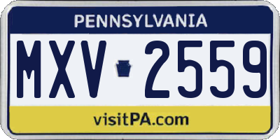 PA license plate MXV2559