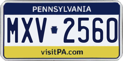 PA license plate MXV2560
