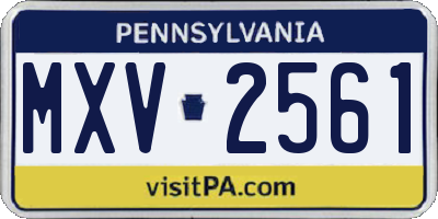PA license plate MXV2561
