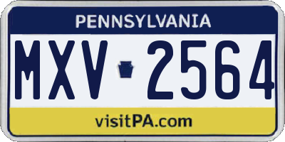 PA license plate MXV2564