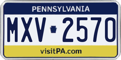 PA license plate MXV2570
