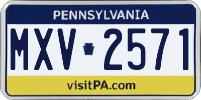 PA license plate MXV2571