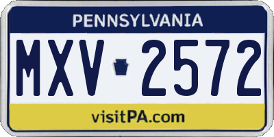 PA license plate MXV2572