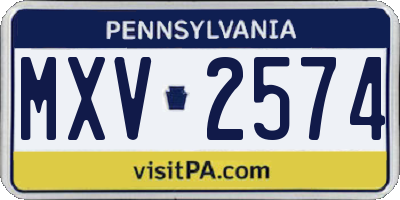 PA license plate MXV2574