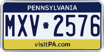PA license plate MXV2576