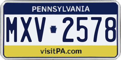 PA license plate MXV2578