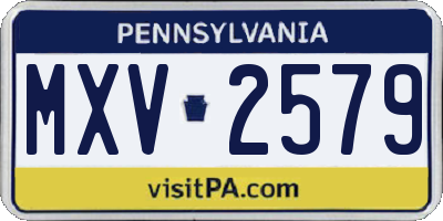 PA license plate MXV2579