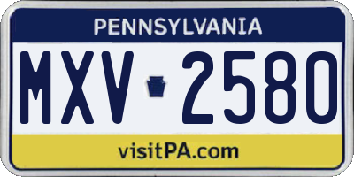 PA license plate MXV2580