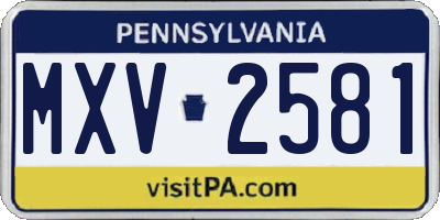 PA license plate MXV2581