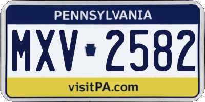 PA license plate MXV2582