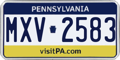 PA license plate MXV2583