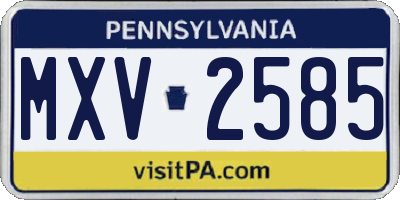 PA license plate MXV2585