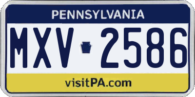 PA license plate MXV2586