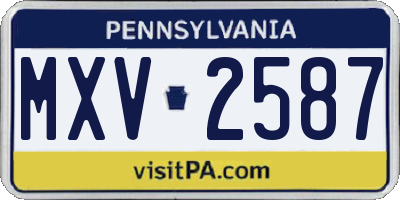PA license plate MXV2587