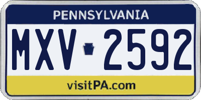 PA license plate MXV2592