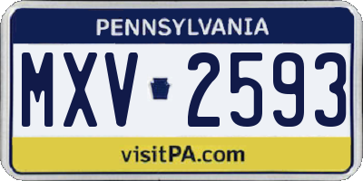 PA license plate MXV2593