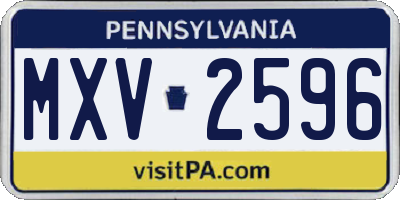PA license plate MXV2596
