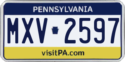 PA license plate MXV2597