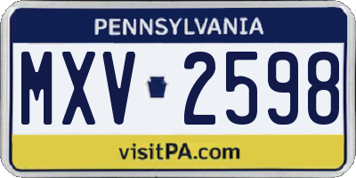 PA license plate MXV2598