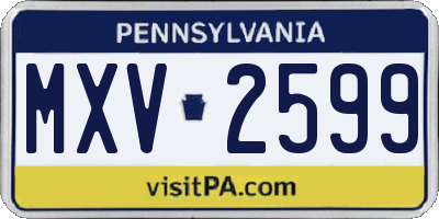 PA license plate MXV2599