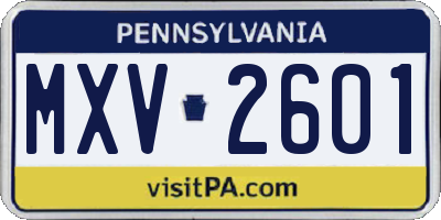 PA license plate MXV2601