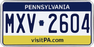 PA license plate MXV2604