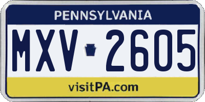 PA license plate MXV2605