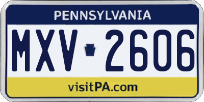 PA license plate MXV2606