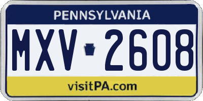 PA license plate MXV2608